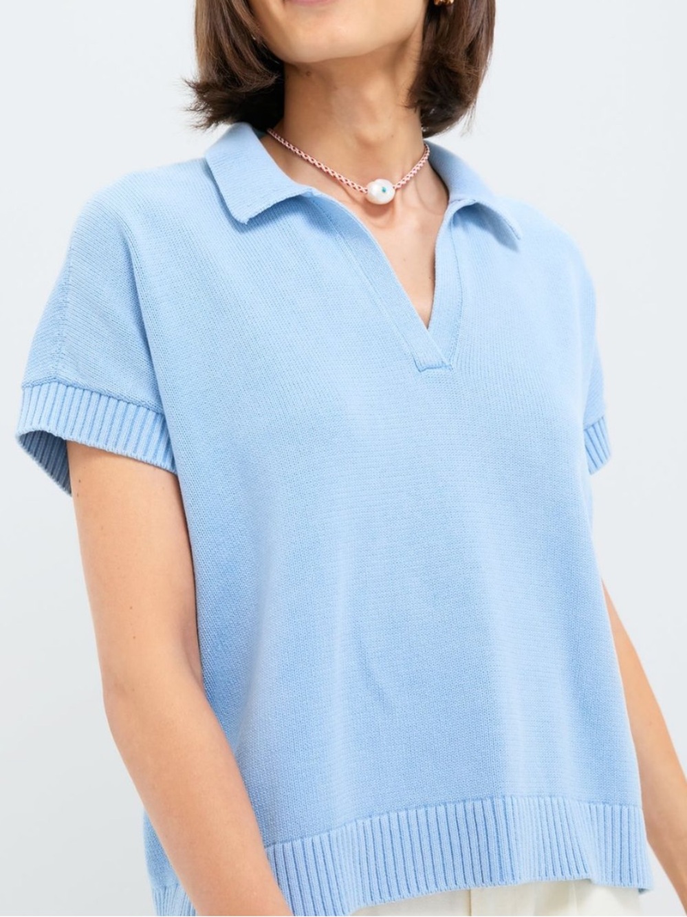 Tuckernuck Blue Stonewashed Shawn Sweater Polo Large NWT $120 Preppy 100% Cotton